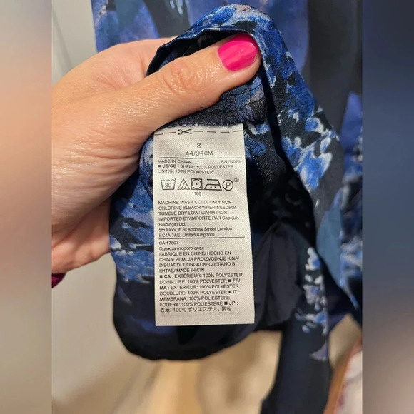 BANANA REPUBLIC Blue Floral Peplum lined Sheath Dress 3/4 sleeves size 8 NWT - Picture 8 of 8